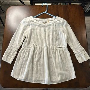 Rebecca Taylor white pintuck lace detailed shirt size 4